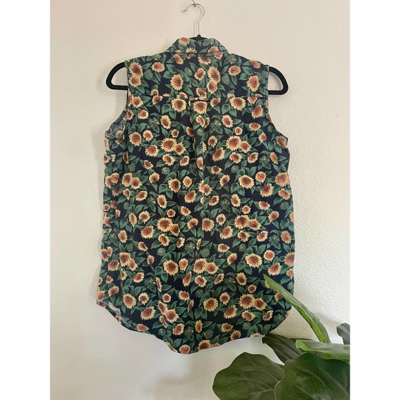 Vintage Krazy Kat 90s Women's Button Up Sunflower Tank Top Sz L - Picture 5 of 5